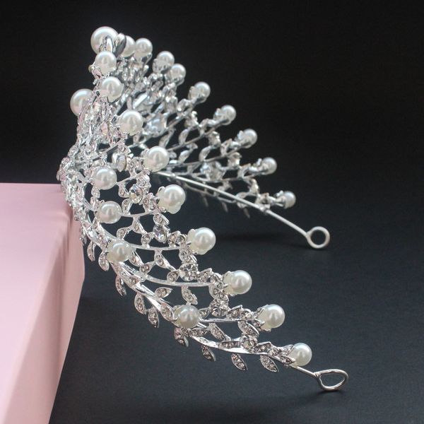 

women crystal swan tiara pearl bridal crown wedding party hair trim silver harem bride hair accessories de noiva jewelry bh, Golden;white