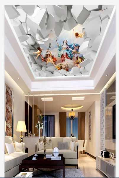 

современные 3d фото обои европы фея богиня геометрический узор обоев главная интерьер декор гостиная потолок lobby mural обои