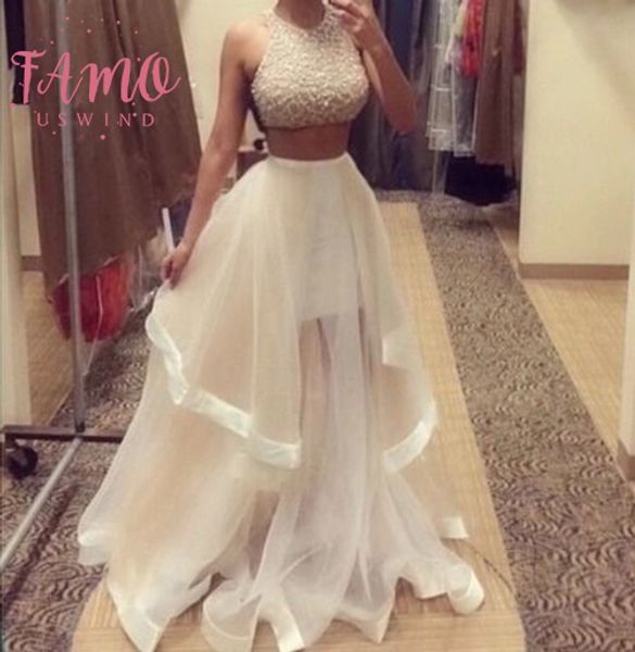 

evening party dresses women lady dress two piece beaded formal party sleeveless long pageant dress ball gown crew neck dresses, Black;gray