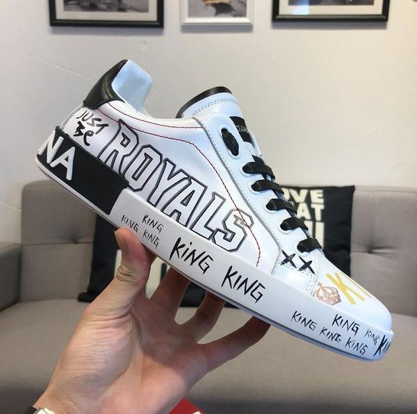 

Mens designers shoes DOLCE & GABBANA Slip-On Portofino Sneakers In Printed Nappa leather DG white ace Shoes for men shoes size 38-44