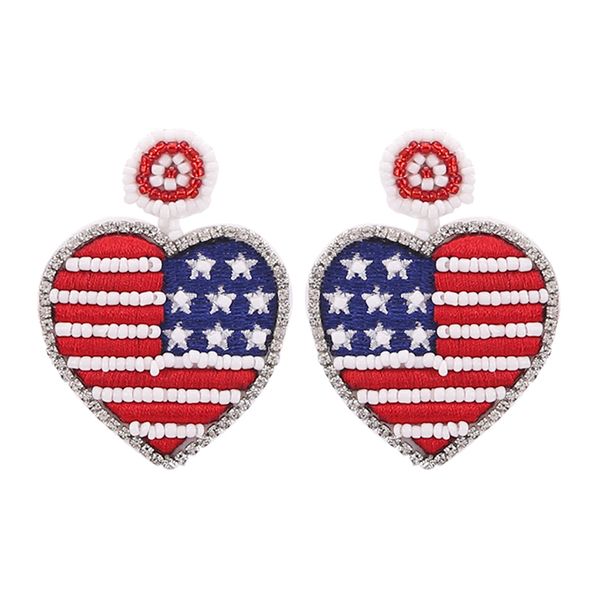 

new handmade beads tassel drop earrings for women earrings american flag pendant hanging trendy charm jewelry gifts, Silver
