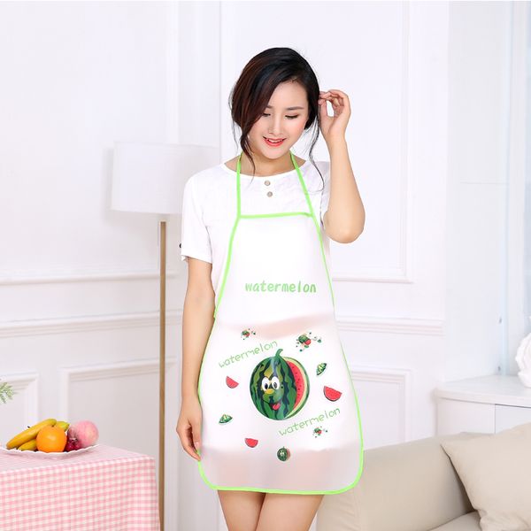 

2018 oil-proof cartoon fruit translucent waterproof apron woman anti-fouling lady cute l cooking home kitchen supplies