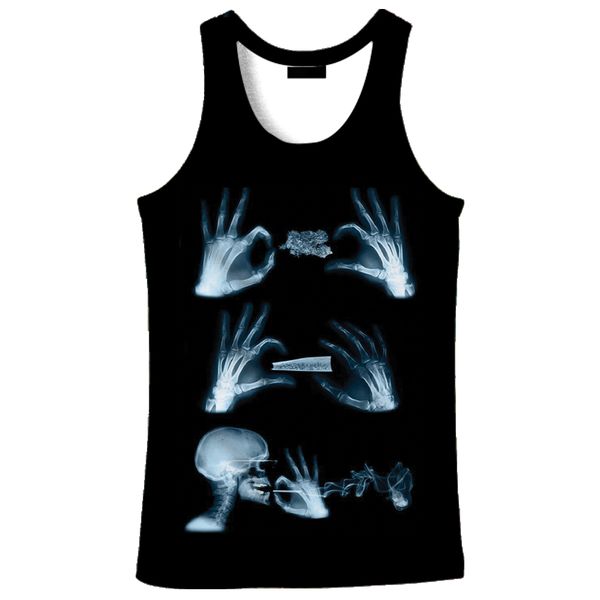 

2018 new fashion 3d men' hand print 9 size casual tankcustom-made print ing, White;black
