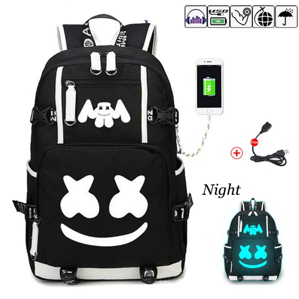 

marshmallow school backpacks usb charging for teenagers men women's student school bags travel luminous shoulder bag