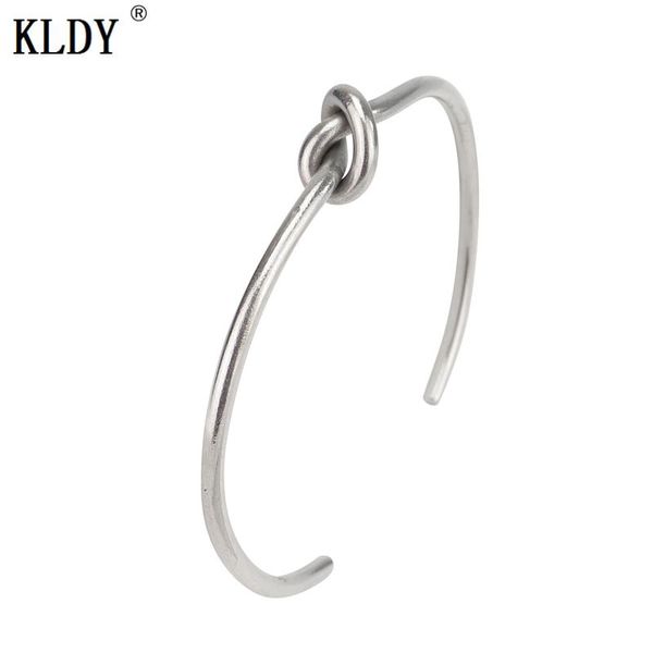 

kldy knot bracelets men stainless steel gold silver cuff bracelets wrist band knot steel bangle gift wholesale host sale, Black