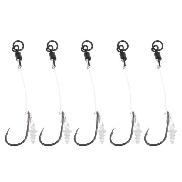 

5pcs ready tied chod rigs fishing hook link hair rigs swivels for up baits boilies fishing accessories