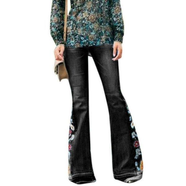 

2020 autumn new high waist flare jeans women bell bottom denim ladies skinny jeans retro female wide leg pants trousers, Blue