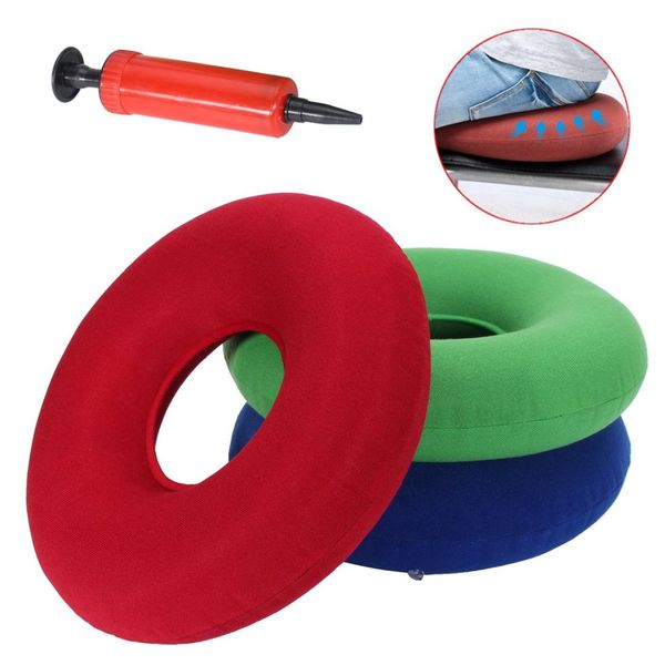 

inflatable ring round medical pvc seat cushion sitting donut air pillow massage mattress pillow anti hemorrhoid + pump