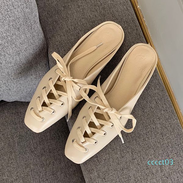 

summer autumn lace-up weave mules shoes fashion shallow mouth flat women casual slippers outside beach flat slides half slipper ct03, Black