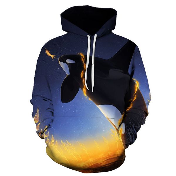 

3d print tropical fish hoodies men hoody printed tracksuit casual sweatshirt long sleeve coat hip hop streatwear pullover, Black