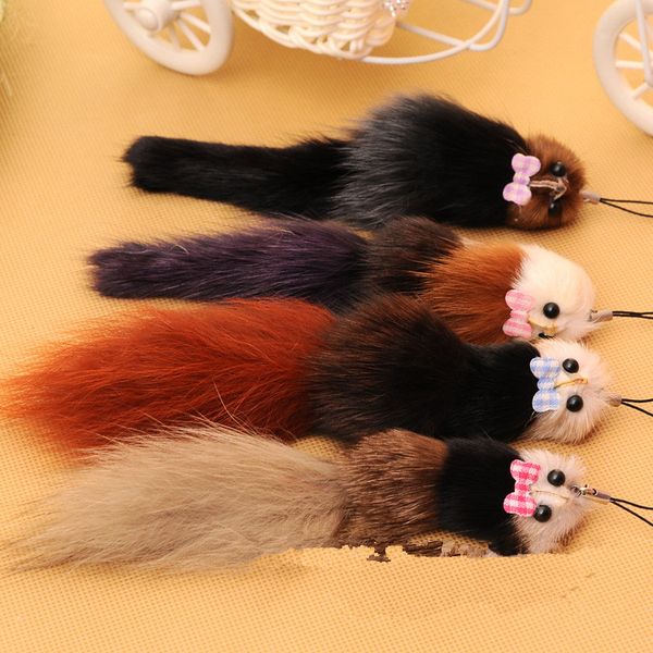 

1 pcs lovely faux fur tassel bag purse accessories pom pom pompom keychain keyring key chain woman charm bag charm pendant, Silver