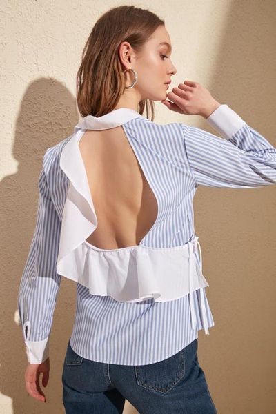 

trendyol striped backpack detailed shirt twoss20go0239, White