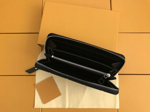 

2019 original leather classic designer wallet fashion leather long purse money bag zipper pouch coin pocket note designer clutch, Red;black