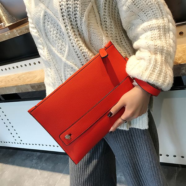 

new fashion women envelope clutch bag pu leather female day clutches red women handbag wrist clutch purse evening bags bolsas