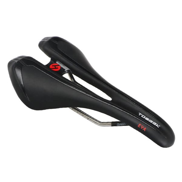 

toseek steel/titanium+eva bike saddle mtb mountain road bike soft breathable seat pad 270*143mm racing bicycle saddle