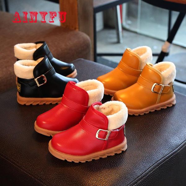 

ainyfu girls soft bottom snow boots new children boots thick warm shoes fashion boys kids waterproof baby size 21-36 b161, Black;grey