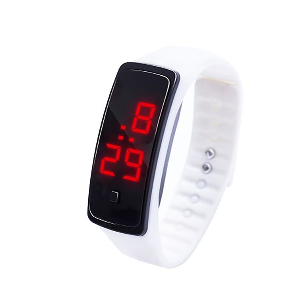 

men's women's watch fashion silicone strap plastic dial watches led display digital bracelet watch children's reloj, Slivery;brown