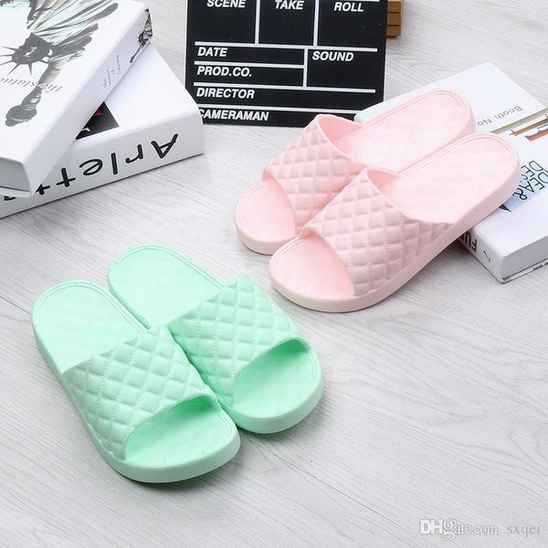 

summer lover bathroom home indoor slippers leather pattern square bath floor slipper factory wholesale, Black