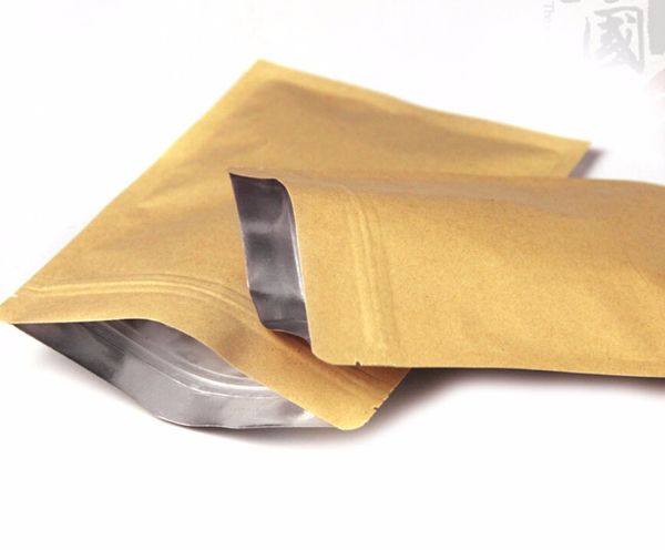 

10*15cm 100pcs/lot kraft paper doypack zip lock pouch with aluminum foil food tea snack coffee storage resealable ziplock/zipper bag