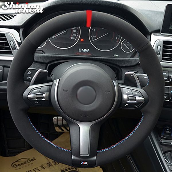 

black suede car steering wheel cover for f30 f33 f87 m2 f80 m3 f82 m4 m5 f12 f13 m6 f85 x5 m f86 x6 m sport