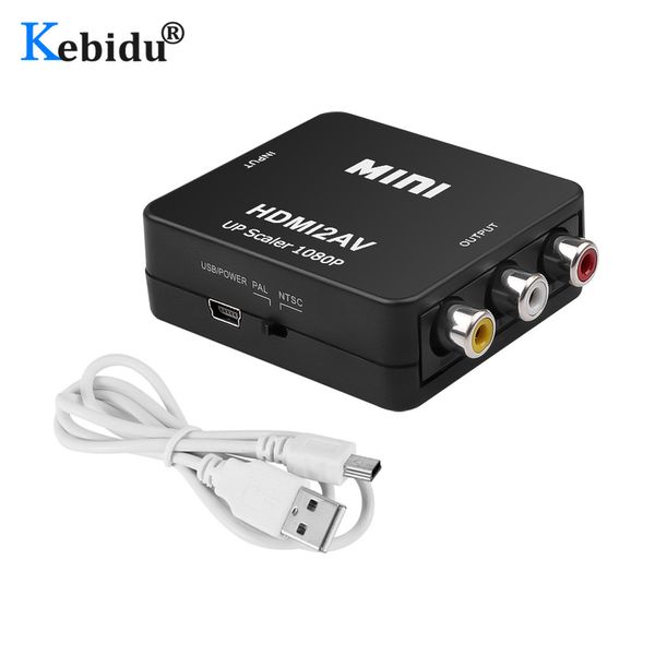 

kebidu 1080p hdmi to av cvsb l/r rca converter mini hd video box hdmi2av adapter support ntsc pal output standard hdmi interface