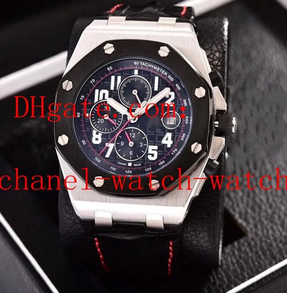 

topselling верхнего качества offshore chronograph кварцевый мужские часы 26170st мужские наручные часы черный циферблат и кожаный ремешок, Slivery;brown