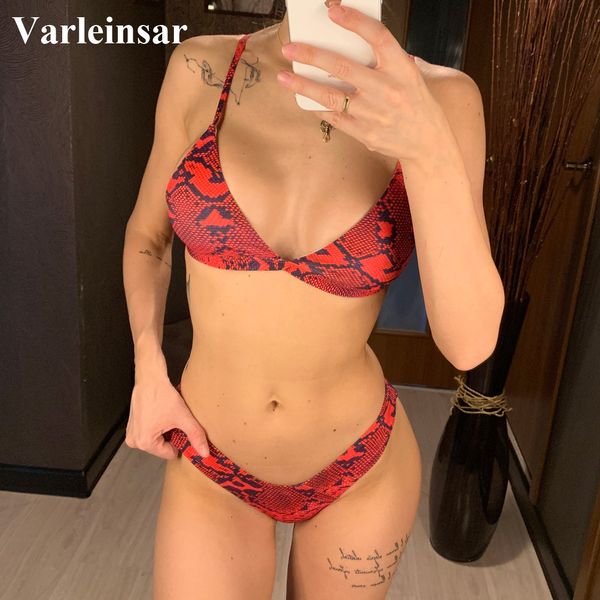 

2019 printed bikini female swimsuit women swimwear two-pieces bikini set with v shape bottom bather bathing suit v1259