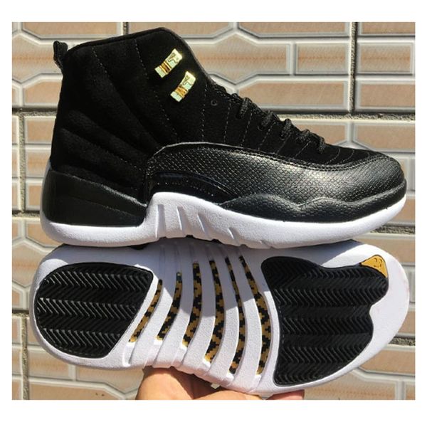 

2019 latest 12 reverse taxi men basketball shoes 130690-017 black white12s outdoor sneakers with box