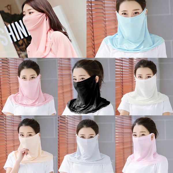

zsyud face mask scarf shipping women silk chiffon handkerchief outdoor dust-proof sunshade masks scarf dust mask party masks, Black