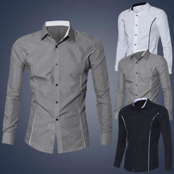 

stylish modern mens shirt long sleeve casual dress cotton shirts fit slim, White;black