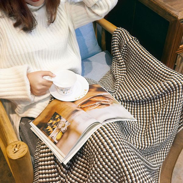 

new fashion knit blanket luxury check wool knit blanket thick warm super soft nap throw blankets for sofa bedding bedroom decora