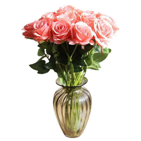 

1pc artificial plastic flowers home decoraccessories silk red roses wedding birthday party decorations festival supplies