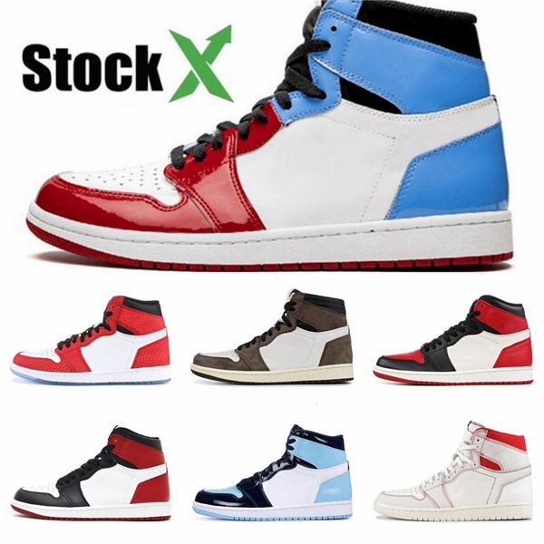 

travis ale scotts jumpman 1 1s men women basketball shoes bloodline fearless spiderman chicago unc 3 mens trainers sports sneak#871
