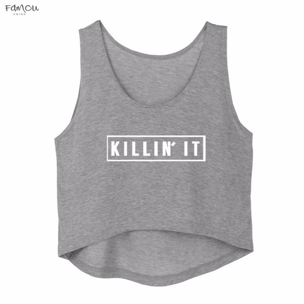 

Tank Tops Women Killin It Fitness Print Sporting Letter Vest Letter Sleeveless Crop Top Drop Shipping Good Quality