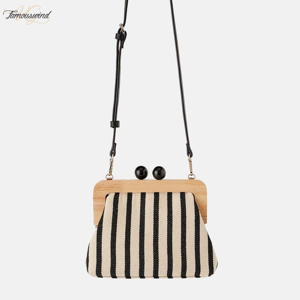 

vintage striped wooden clip bags canvas for women canvas bead shoulder bag crossbody bags clutch purse lady designer brands bolsa mujer