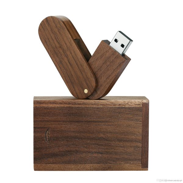 

wholesale rotation solid wood high speed usb 2.0 flash drive memory stick 8gb 16gb 32gb pendrive thumb disk with wooden box e93