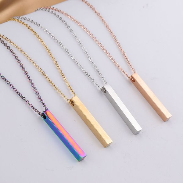 

gold/rose gold/silver/black stainless steel blank bar rectangle necklace for engrave 5x40mm mirror polished wholesale 10pcs