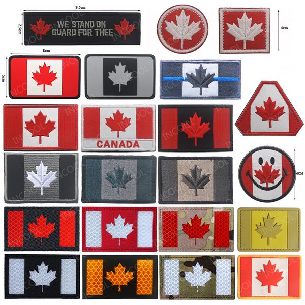 Toppa ricamata bandiera canadese Foglia d'acero canadese Patch morale militare Emblema nazionale tattico Appliques Distintivi ricamati