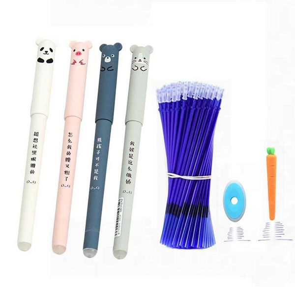 

26pcs/lot animals erasable pen 0.35mm cute panda cat pens washable handle gel pen 0.35 mm refill rods school kawaii stationery