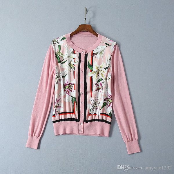 

715 2019 осень бренд же стиль kint круглый вырез кардиган розовый высокое качество с длинным рукавом женская одежда класса люкс sh, White;black