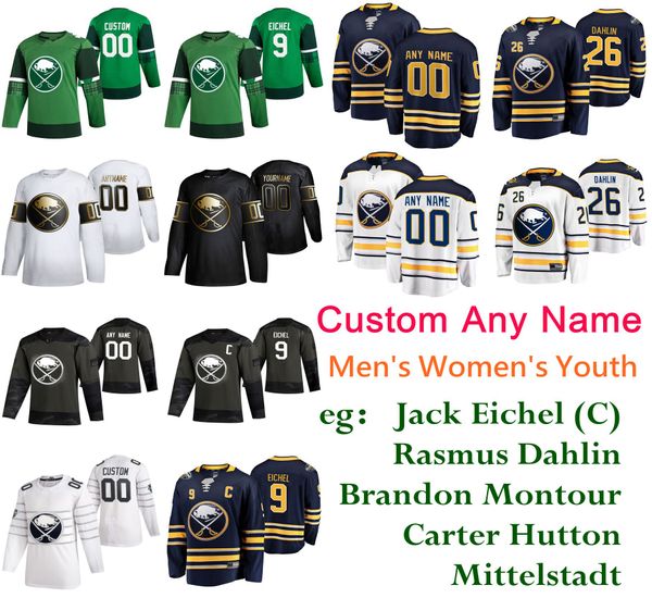 

s-6xl 2020 all-star game buffalo sabres hockey jerseys jack eichel jersey rasmus dahlin rasmus ristolainen linus ullmark custom stitched, Black;red