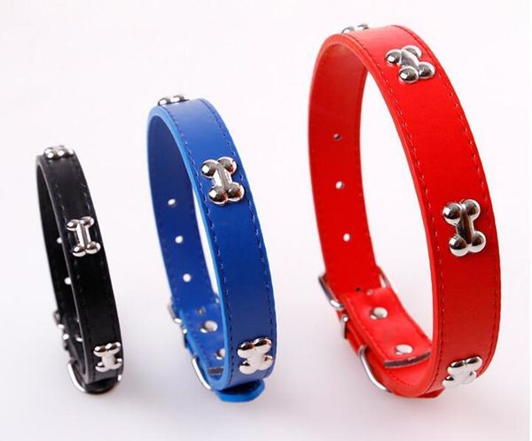 

pu leather adjustable bone pet dog collar for small dogs cat puppy necklace for chihuahua necklace pet products for pet s m l