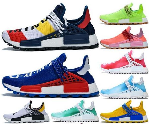 

2019 pharrell williams nmd human race designer sneakers bbc solar pack yellow blue nerd heart mind mens womens nmds running shoes size 36-47