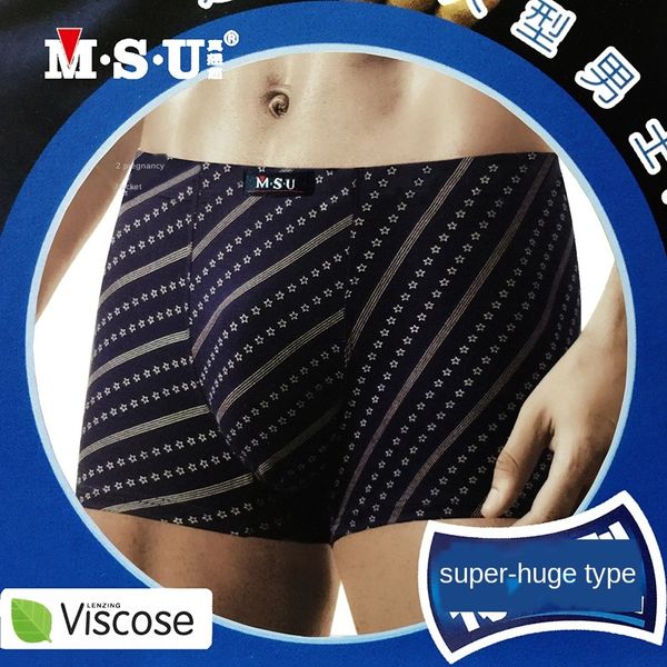 

msu really under miss you men's fat under men's viscose breathable boxer mid-waist big size fat pants four-corner pants, Black;white