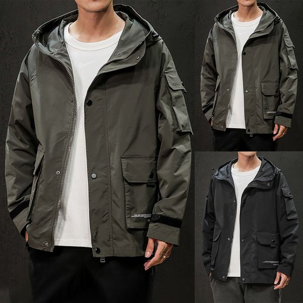 

feitong jaqueta 2019 winter men autumn casual fashion pure color hoodie zipper plus size jackets casaco veste homme clothes #827, Black;brown