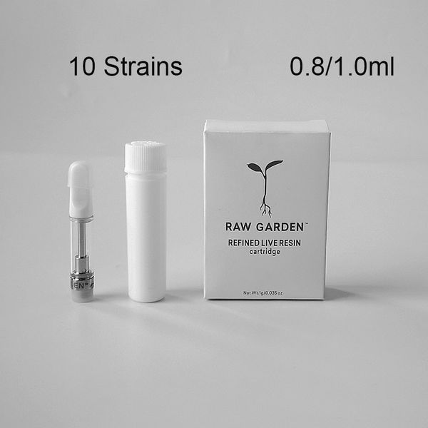 

Raw Garden Live Resin Vape Cartridges Packaging 0.8ml 1ml Ceramic Carts Glass Tank 510 Thread Empty Vape Pens Dab Pen Wax Vaporizer