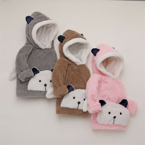 

6m-4t toddler baby boy girl clothes sweatshirt hoodies faux fur fleece winter warm clothes, Black