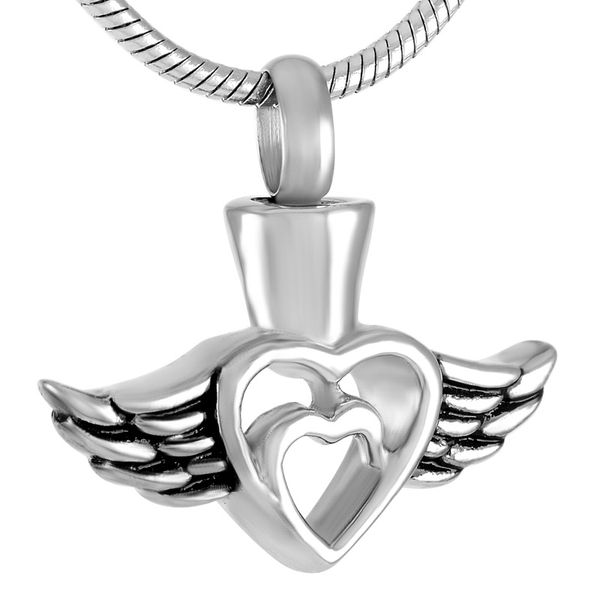 

ijd9307 stainless steel cremation hollow heart shaped memorial pendant necklace shallow souvenir for ashes urn with chain jewelry, Silver