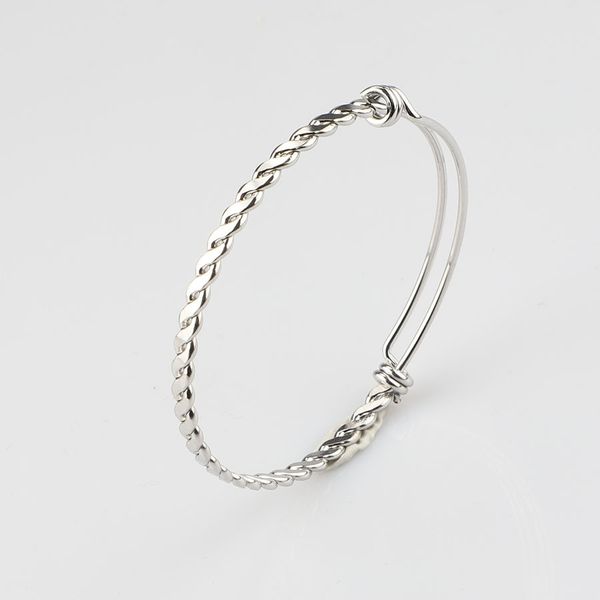 

4mm twist wire braid expandable bangle bracelet stainless steel adjustable twisted bangles 60mm wholesale 10pcs, Black