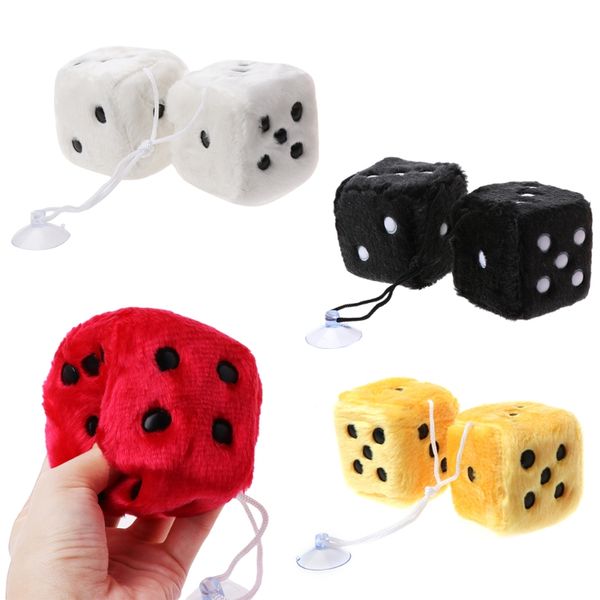 

car pendant color plush dice automobiles rear view mirror charms car decoration
